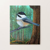 Rustikale Pine Chickadee Puzzle (Vertikal)