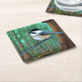 Rustikale Pine Chickadee Rechteckiger Pappuntersetzer (angewinkelt)