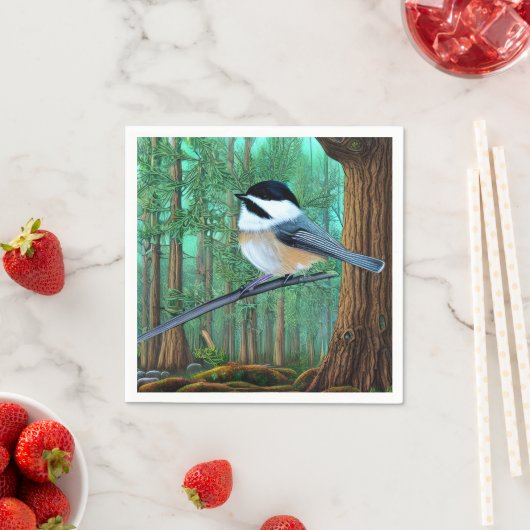Rustikale Pine Chickadee Serviette (Beispiel)