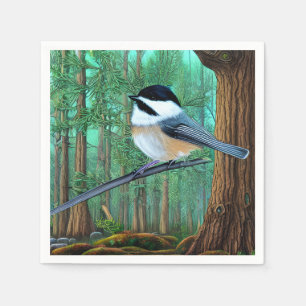 Rustikale Pine Chickadee Serviette