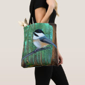 Rustikale Pine Chickadee Tasche (Von Nahem)