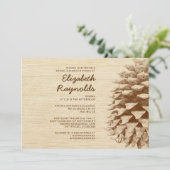 Rustikale Pine Cone Bridal Dusche Einladungen (Stehend Vorderseite)