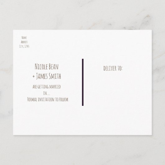 Rustikale Pine Cone Elegante Hochzeit Save the Dat Ankündigungspostkarte (Rückseite)