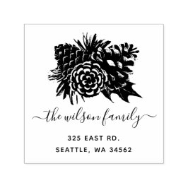 Rustikale Pine Cone Fir Holidays Rücksendeadresse Permastempel