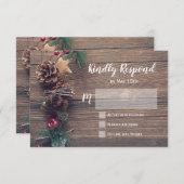 Rustikale Pine Cone Wedding RSVP Cards (Vorne/Hinten)