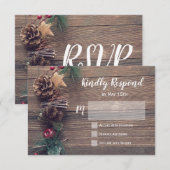 Rustikale Pine Cone Wedding RSVP Cards Karte (Vorne/Hinten)