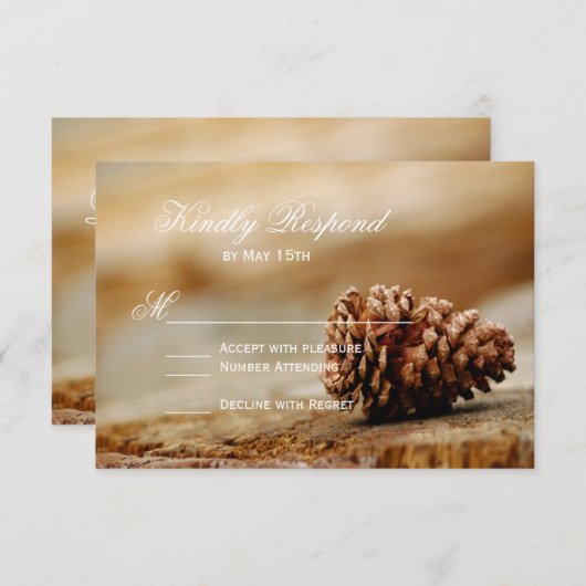 Rustikale Pine Cone Wedding RSVP Karten (Vorne/Hinten)