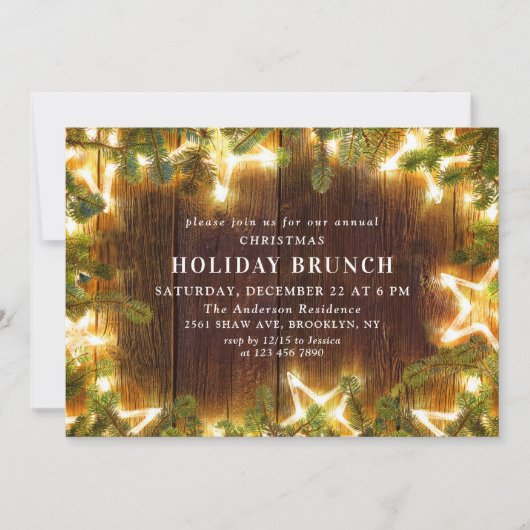 Rustikale Pine Cones Branch HOLIDAY BRUNCH Einladung (Vorderseite)