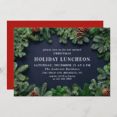 Rustikale Pine Cones Branch HOLIDAY LUNCHEON Einladung (Vorne/Hinten)