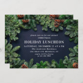Rustikale Pine Cones Branch HOLIDAY LUNCHEON Einladung (Vorne/Hinten)