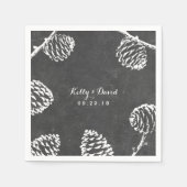 Rustikale Pine Cones Chalkboard Hochzeit Serviette (Vorderseite)