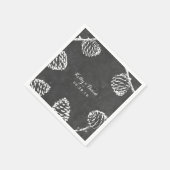 Rustikale Pine Cones Chalkboard Hochzeit Serviette (Ecke)