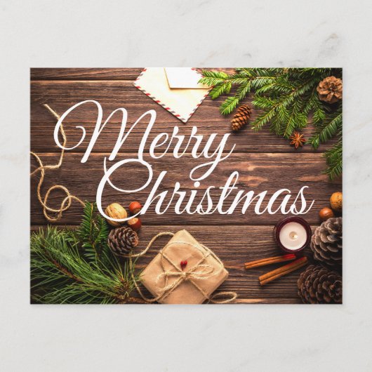 Rustikale Pine Cones Frohe Weihnachtskarte Postkarte (Vorderseite)