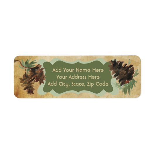 Rustikale Pine Cones Holiday Address Labels (Vorne)
