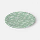 Rustikale Pine Cones Muster Weiß & Mint Servieren Pappteller (Schrägansicht)