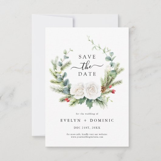 Rustikale Pine Eucalyptus Greenerenerage Foliage W Save The Date (Vorderseite)