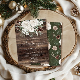 Rustikale Pine Floral Winter Wedding Einladung