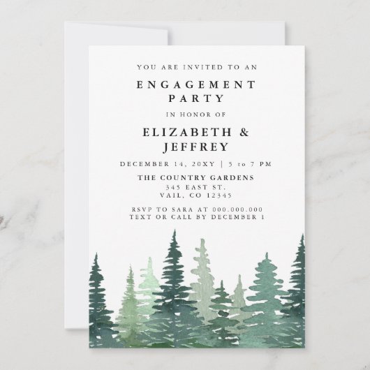 Rustikale Pine Forest-Engagement-Partei Einladung (Vorderseite)
