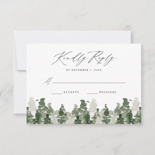 Rustikale Pine Forest Wedding RSVP Card Karte (Vorderseite)