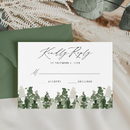 Rustikale Pine Forest Wedding RSVP Card Karte