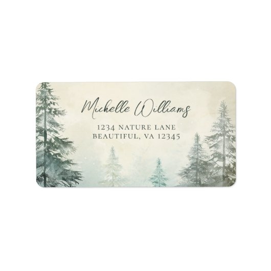 Rustikale Pine Forest Woodland-Adresse Adressaufkleber (Vorne)