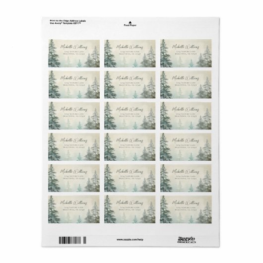 Rustikale Pine Forest Woodland-Adresse Adressaufkleber (Vorne)