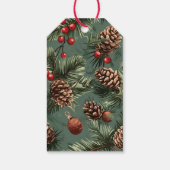 Rustikale Pine Frohe Weihnachtskalligraphie Geschenkanhänger (Rückseite)