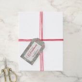 Rustikale Pine Frohe Weihnachtskalligraphie Geschenkanhänger (Mit Garn)