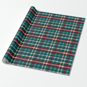 Rustikale Pine Green & Wine Red Kariert Checkered Geschenkpapier