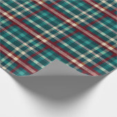 Rustikale Pine Green & Wine Red Kariert Checkered Geschenkpapier (Ecke)