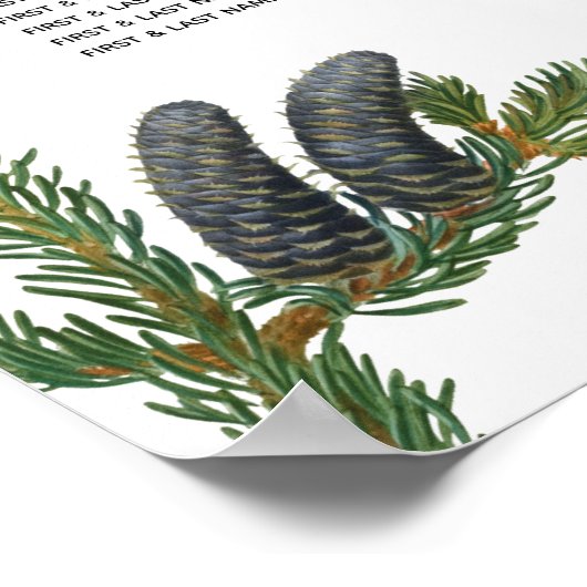 Rustikale Pine Greenerity Hochzeitsstift Poster (Ecke)