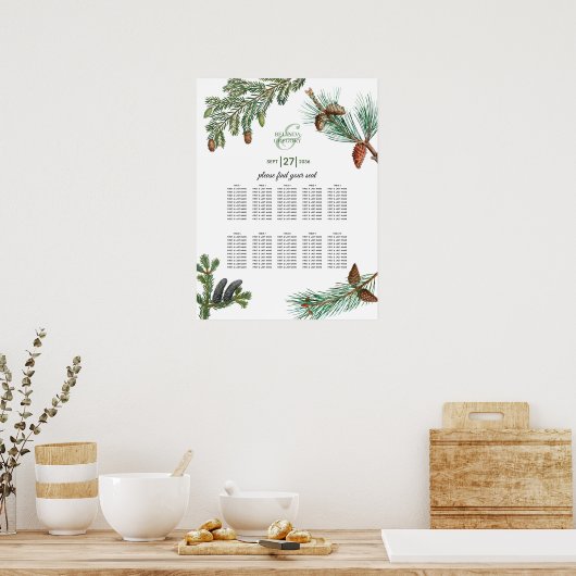 Rustikale Pine Greenerity Hochzeitsstift Poster (Küche)