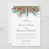 Rustikale Pine Greenerity Weihnachten Winterhochze Einladung (Vorderseite)