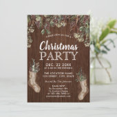 Rustikale Pine Greenery Wasserfarbenes Weihnachtsg Einladung (Stehend Vorderseite)