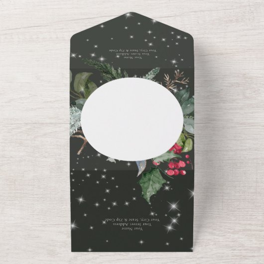 Rustikale Pine & Holly Winter Sparkone All In One Einladung (Außenbereich)