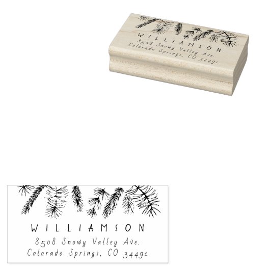 Rustikale Pine Needles Winterurlaub Rücksendeadres Gummistempel (Stempel)