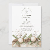 Rustikale Pine Ornament Winterhochzeit Einladung (Vorderseite)