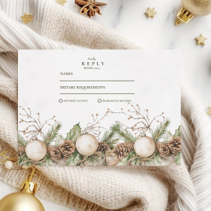 Rustikale Pine Ornament Winterhochzeit RSVP Karte