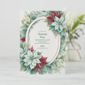 Rustikale Pine Poinsettia Blumenweihnachtsfest Einladung (Stehend Vorderseite)