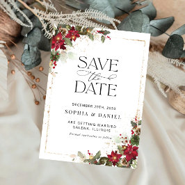 Rustikale Pine Poinsettia Blumenweihnachtsfest Save The Date