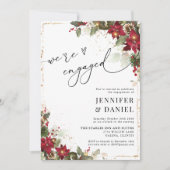 Rustikale Pine Poinsettia-Engagement-Partei Einladung (Vorderseite)