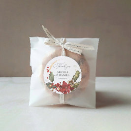 Rustikale Pine Poinsettia-Hochzeitsticker Runder Aufkleber