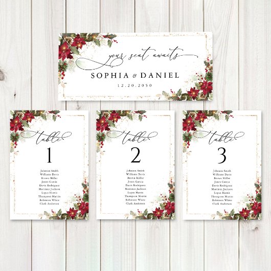 Rustikale Pine Poinsettia Hochzeitstisch