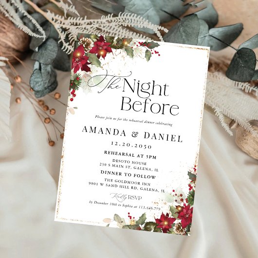Rustikale Pine Poinsettia Probe Abendessen Einladu Einladung