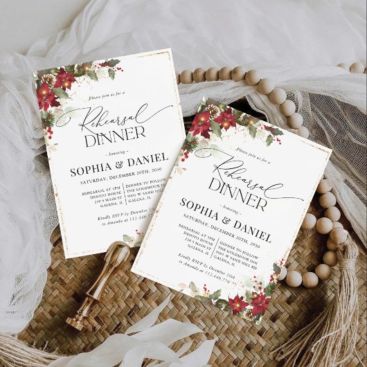 Rustikale Pine Poinsettia Probe Abendessen Einladu Einladung