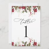Rustikale Pine Poinsettia Tischnummer Card (Vorderseite)