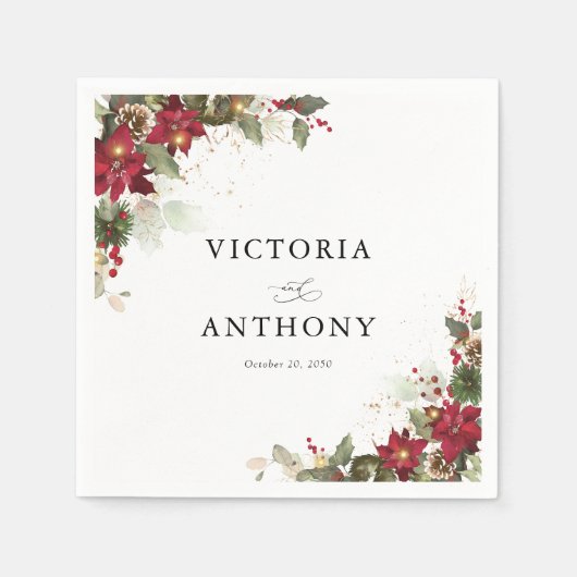 Rustikale Pine Poinsettia Wedding Napkins Serviette (Vorderseite)