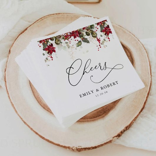Rustikale Pine Poinsettia Wedding Napkins Serviette