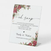 Rustikale Pine Poinsettia Wedidng Oh Snap Signing Sockelschild (Vorderseite)