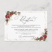 Rustikale Pine Poinsettia Weihnachtsfeier mit Blum Begleitkarte (Vorderseite)